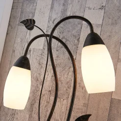 Bordlamper ^ Lindby bordlampe Stefania, sort/guld, glas, E14, 40 cm
