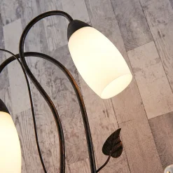 Bordlamper ^ Lindby bordlampe Stefania, sort/guld, glas, E14, 40 cm