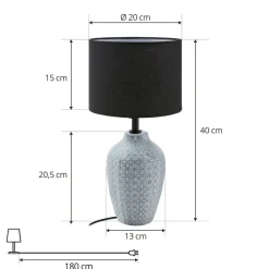 Lindby Bordlamper > bordlampe Thalassia, grå/sort, Ø 20cm, keramik