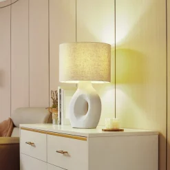 Lindby Pendellamper|Bordlamper > bordlampe Thalassia, hvid, Ø 30 cm, keramik