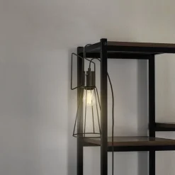 Lindby Bordlamper > bordlampe Tharion, sort, metal, Ø 15,4 cm