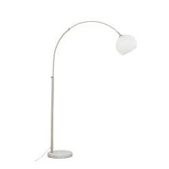 Gulvlamper ^ Lindby buelampe Alverton, hvid/nikkel, glas, 197 cm