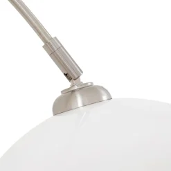 Gulvlamper ^ Lindby buelampe Alverton, hvid/nikkel, glas, 197 cm