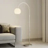 Lindby Gulvlamper|Gulvlamper > buelampe Cynthia, nikkelfarvet, glas, 140 cm, E27