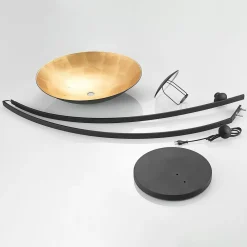 Pendellamper ^ Lindby buelampe Emilienne, sort, guldfarvet, 180 cm