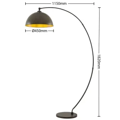 Lindby Gulvlamper|Gulvlamper > buelampe Jonera, grå, metal, E27, 185 cm høj