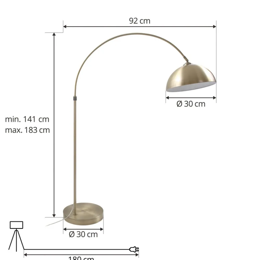 Pendellamper|Gulvlamper ^ Lindby buelampe Lennart, antik messing, metal 183 cm