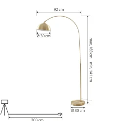 Pendellamper|Gulvlamper ^ Lindby buelampe Lennart, messing, højdejusterbar, E27