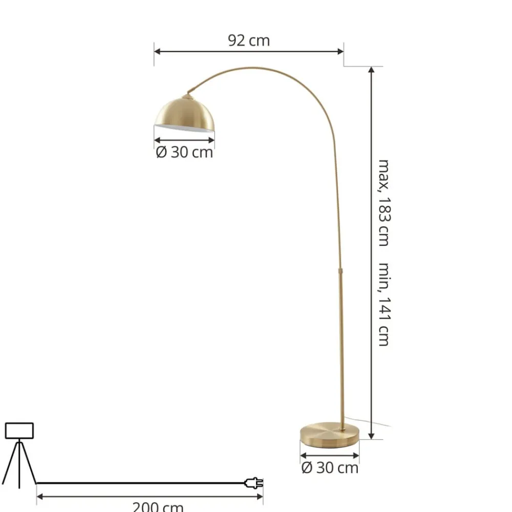Pendellamper|Gulvlamper ^ Lindby buelampe Lennart, messing, højdejusterbar, E27