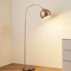 Lindby Pendellamper|Gulvlamper > buelampe Moisia, messingfarvet, metal, 148 cm