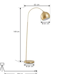 Lindby Pendellamper|Gulvlamper > buelampe Moisia, messingfarvet, metal, 148 cm