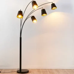 Lindby Gulvlamper|Gulvlamper > buelampe Tinne, sort/guld, marmor, 5 lyskilder, E14