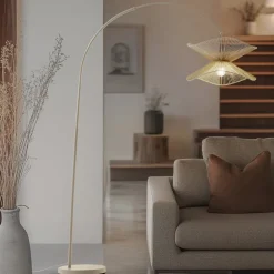 Lindby Gang|Gulvlamper > buelampe Valdorin, beige, papir, 195 cm, IP20