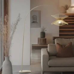 Lindby Gang|Gulvlamper > buelampe Valdorin, beige, papir, 195 cm, IP20