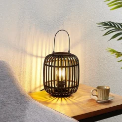 Lindby Pendellamper > Canyana bordlampe, sort, rattan, 27 cm høj