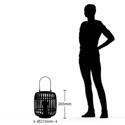 Lindby Pendellamper > Canyana bordlampe, sort, rattan, 27 cm høj