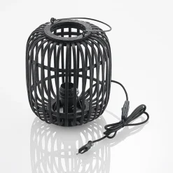 Lindby Pendellamper > Canyana bordlampe, sort, rattan, 27 cm høj