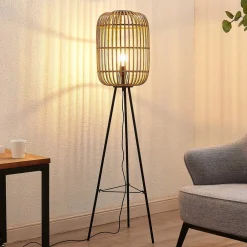 Lindby Gulvlamper|Gulvlamper > Canyana gulvlampe, 139 cm, natur, rattan, stativ