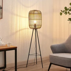 Lindby Gulvlamper|Gulvlamper > Canyana gulvlampe, 139 cm, natur, rattan, stativ