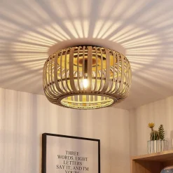 Lindby Gang|Loftlamper > Canyana loftlampe, natur, rattan, Ø 40 cm