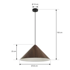 Lindby Pendellamper|Pendellamper > Clarine hængelampe, valnød, Ø 50 cm, metal