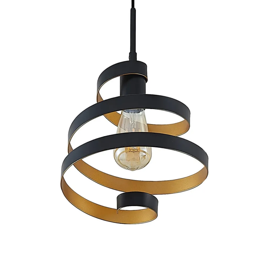 Lindby Pendellamper|Pendellamper > Colten hængelampe, Ø 50 cm, 3 lyskilder, sort, guld
