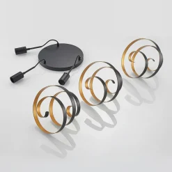 Lindby Pendellamper|Pendellamper > Colten hængelampe, Ø 50 cm, 3 lyskilder, sort, guld
