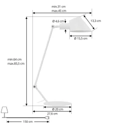 Lindby Arbejdsrum/Kontor|Bordlamper > Corali bordlampe, hvid, metal, højde 64 cm