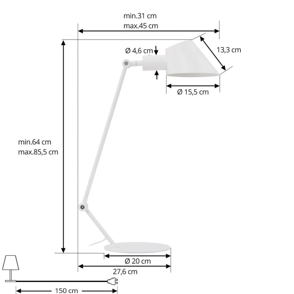 Lindby Arbejdsrum/Kontor|Bordlamper > Corali bordlampe, hvid, metal, højde 64 cm