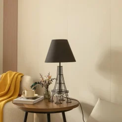 Bordlamper ^ Lindby Croia bordlampe, sort, metal, Ø 28 cm, E27