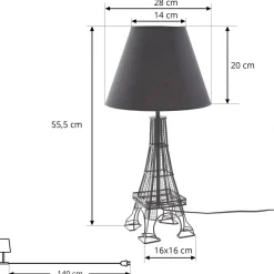 Bordlamper ^ Lindby Croia bordlampe, sort, metal, Ø 28 cm, E27