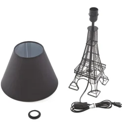 Bordlamper ^ Lindby Croia bordlampe, sort, metal, Ø 28 cm, E27