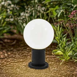 Lindby Sokkellamper > Dangan sokkellampe, hvid, højde 32 cm, glas, metal
