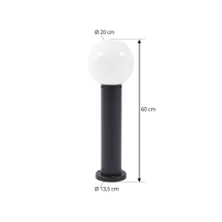 Sokkellamper ^ Lindby Dangan sokkellampe, hvid, højde 60 cm, glas, metal