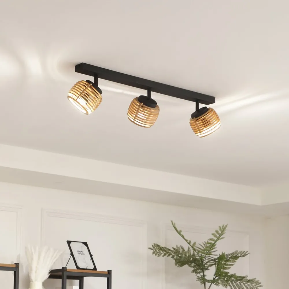 Lindby Loftlamper > Ediz loftslampe, 3-lys, GU10, træ, 73 cm lang