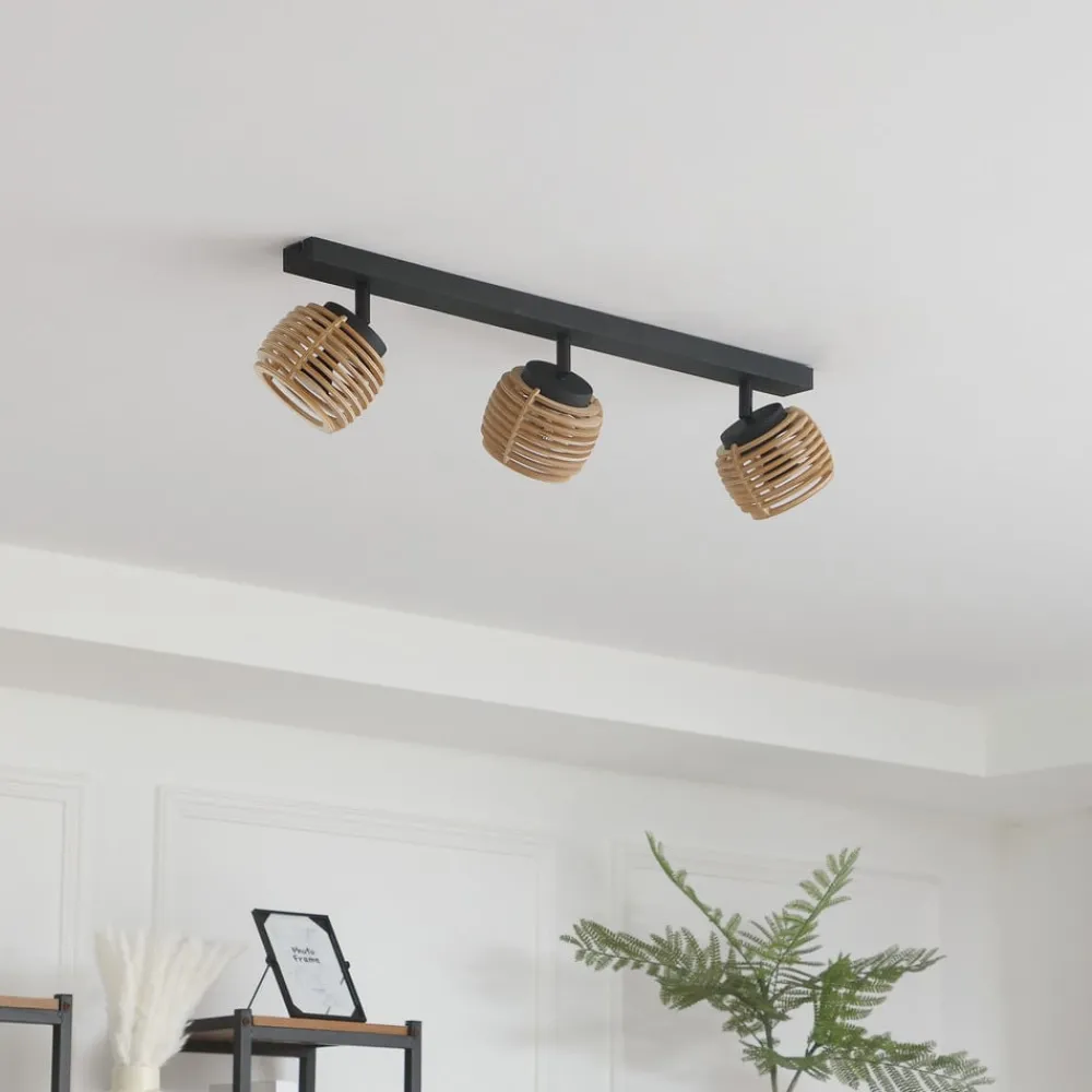 Lindby Loftlamper > Ediz loftslampe, 3-lys, GU10, træ, 73 cm lang