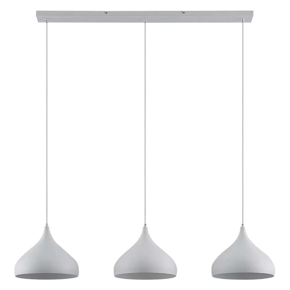 Pendellamper|Pendellamper ^ Lindby Elamira pendellampe, hvid, metal, 133 cm, 3 lyskilder.