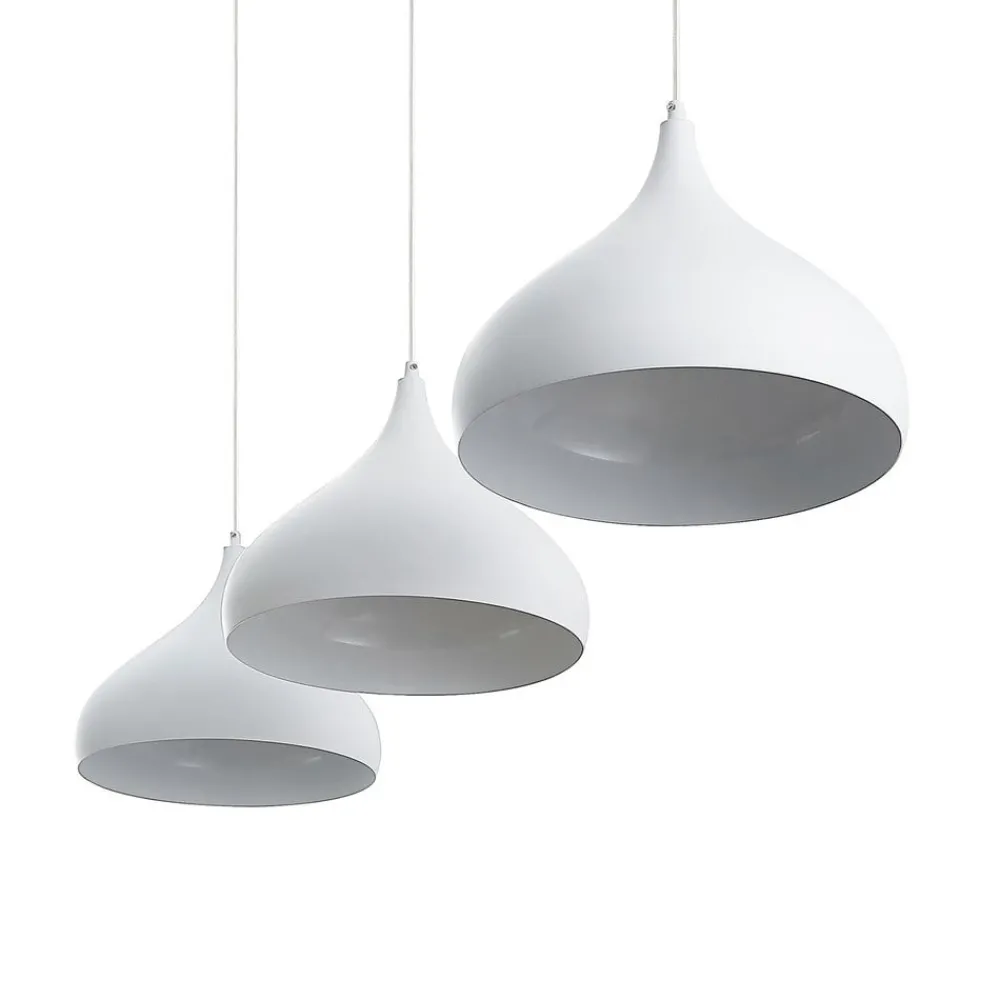 Pendellamper|Pendellamper ^ Lindby Elamira pendellampe, hvid, metal, 133 cm, 3 lyskilder.