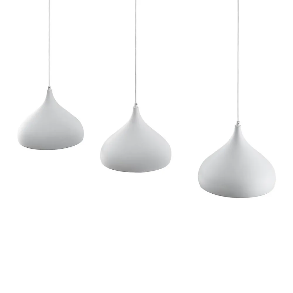 Pendellamper|Pendellamper ^ Lindby Elamira pendellampe, hvid, metal, 133 cm, 3 lyskilder.