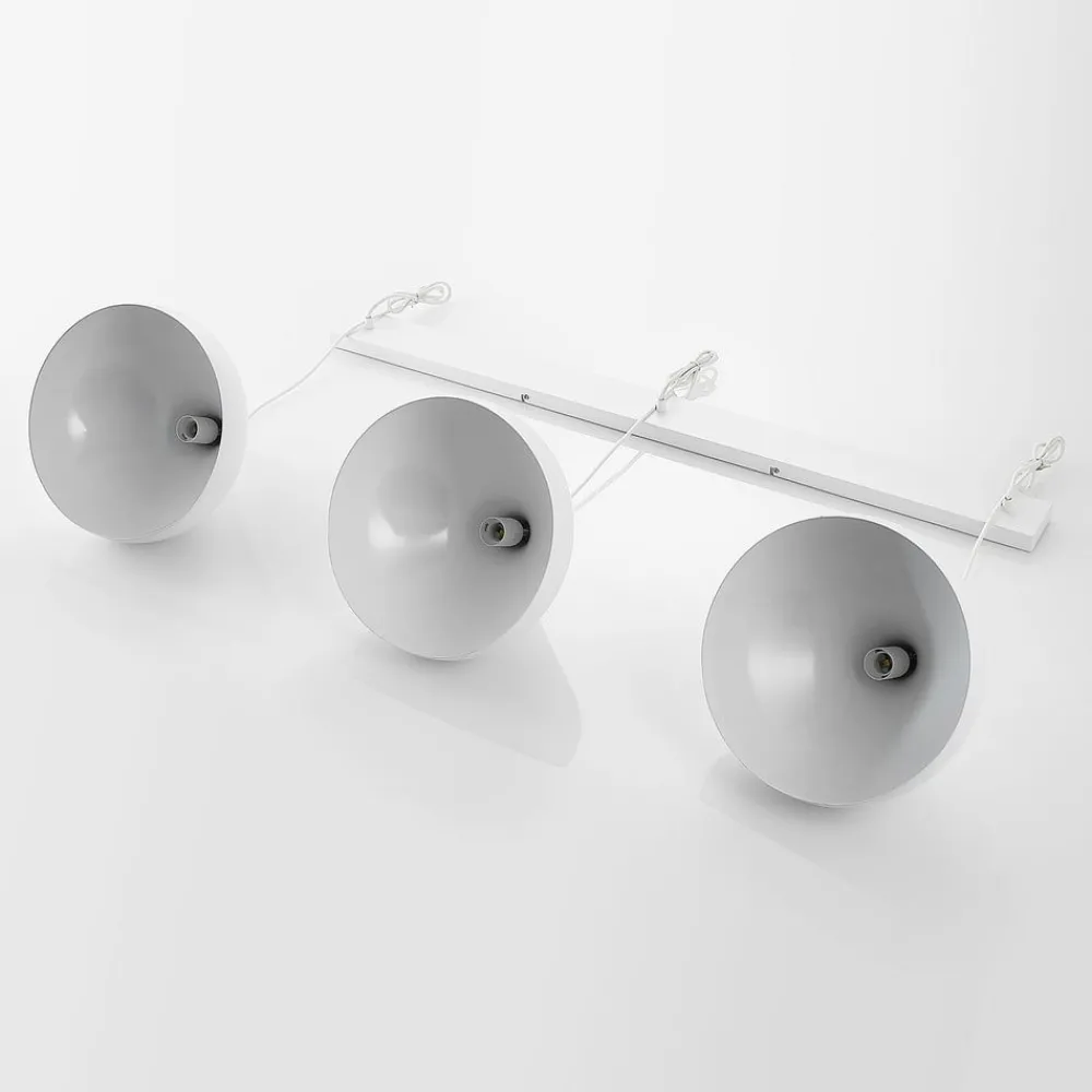 Pendellamper|Pendellamper ^ Lindby Elamira pendellampe, hvid, metal, 133 cm, 3 lyskilder.