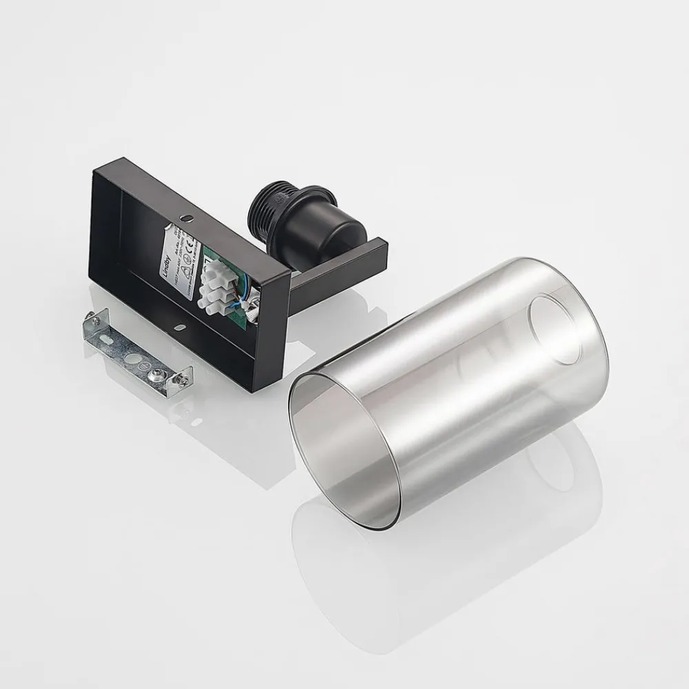 Lindby Væglamper|Væglamper > Emavi væglampe, sort/røggrå, glas, E27