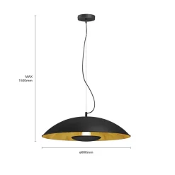 Lindby Pendellamper|Pendellamper > Emilienne pendellampe, sort, guldfarvet, Ø 60 cm