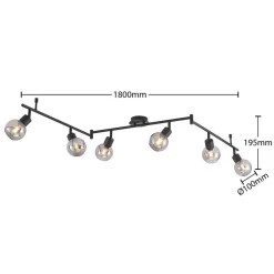 Lindby Loftlamper|Pendellamper > Eridia loftspot, sort, 6 lyskilder, langt