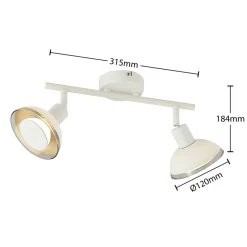 Lindby Spotlights > Erin loftspot, hvid, 2-lys, 31,5 cm, glas