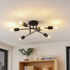 Lindby Gang|Loftlamper > Estar loftlampe, sort, metal, 6 lyskilder, Ø56cm