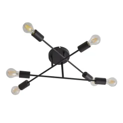 Lindby Gang|Loftlamper > Estar loftlampe, sort, metal, 6 lyskilder, Ø56cm