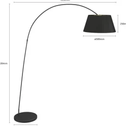Lindby Gang|Pendellamper > Esti gulvlampe, sort/guld, stof, højde 192 cm