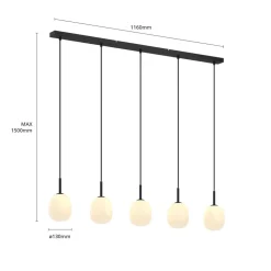 Lindby Pendellamper|Pendellamper > Etiena pendellampe, 5 lyskilder, opal glas