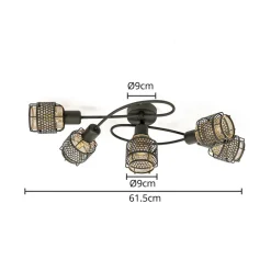 Lindby Loftlamper > Eudoria loftlampe, 5 lyskilder, sort/guld
