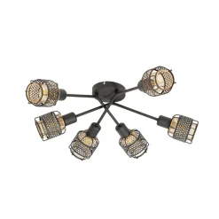 Lindby Loftlamper > Eudoria loftlampe 6 lyskilder sort/guld